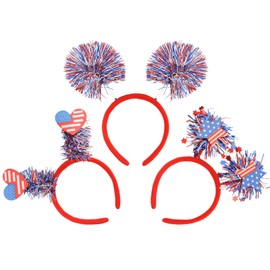 CUBACO 3PCS 4th of July Headband Pride Red White Blue Independence Day Headband Hair Accessories Patriotic Party Favors USA Flag Star and Memorial Day Supplies