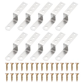 sourcing map 10 Pcs Z Shape Corner Bracket, 1 Inch Right Angle Picture Frame Braces Bracket Shelf Brackets Fastener with Screws for Furniture, Silver