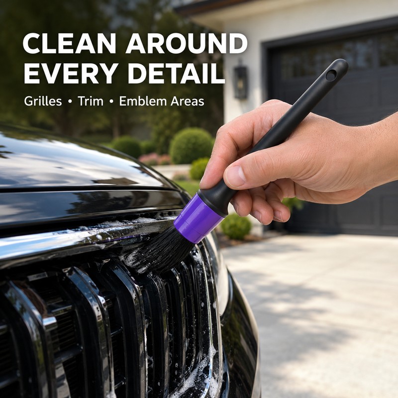 Car Detailing Brush Set, 5-Pack Purple Detail Brushes for Interior