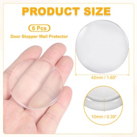 PATIKIL Door Stopper Wall Protector 1.65", 6 Pcs Self Adhesive Rubber Door Bumpers Guard Round Door Knobs Wall Shield Cushion for Furniture Door Handle Cabinet Home Office, Clear