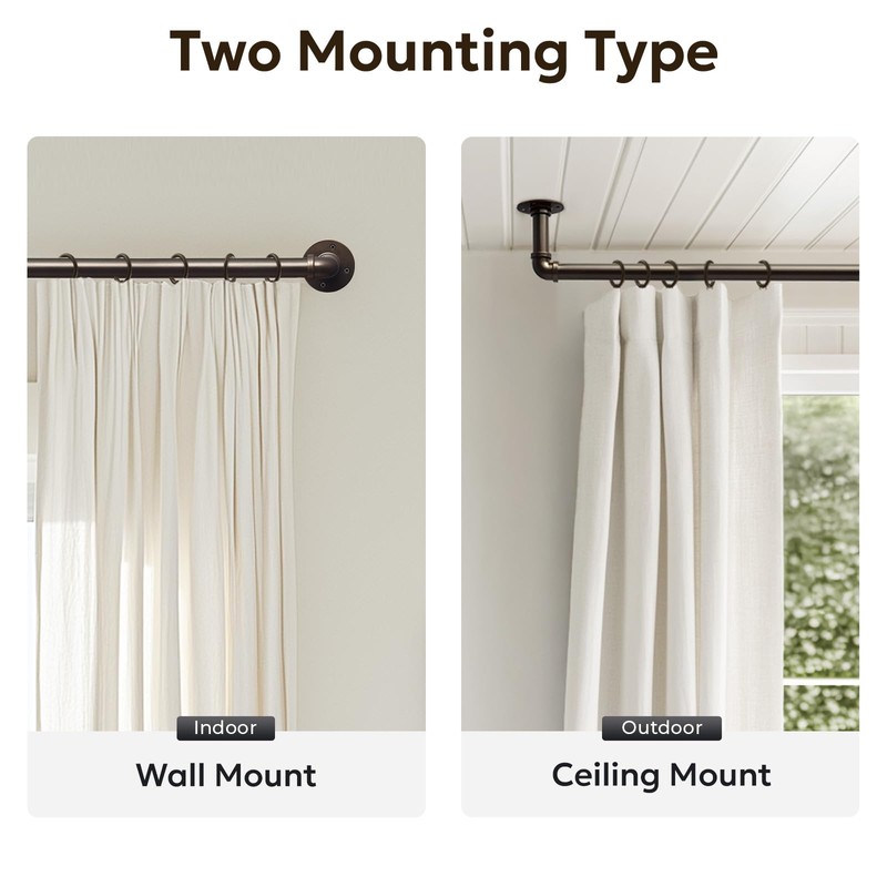 Zeerobee Curtain Rods for Windows 48 to 84, 1 Inch