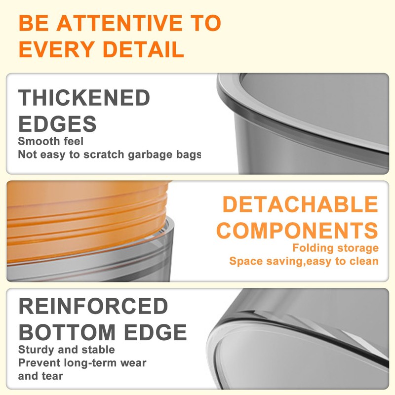 Zhongren 2.64 Gal Small Trash Can Clear Foldable Plastic Wastebasket