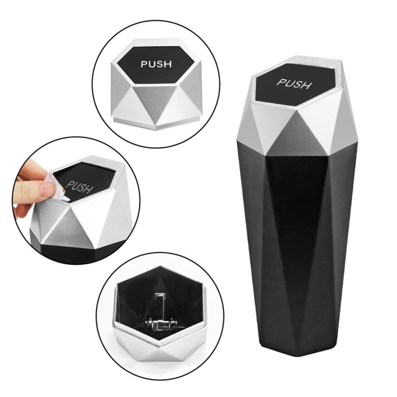 CAXUSD 2pcs Automotive Trash Can with Lid Compact Car Garbage