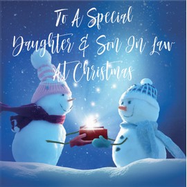 Hunts England - Daughter And Son In Law Christmas Card - To A Special Daughter & Son In Law At Christmas - Starry Night Collection - Fun Card