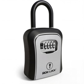 Iron Lock - Caja de cerradura de combinación de hierro portátil para interiores y exteriores, impermeable, con combinación de 4 dígitos, caja de bloqu