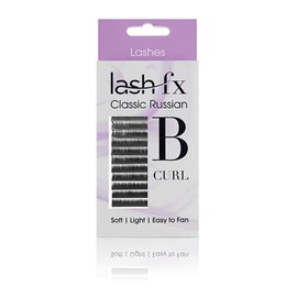 Lash FX B Curl Russian Volume, 0.05mm, Lightweight False Lashes, Easy to Fan and Create Full Volume - 14 mm