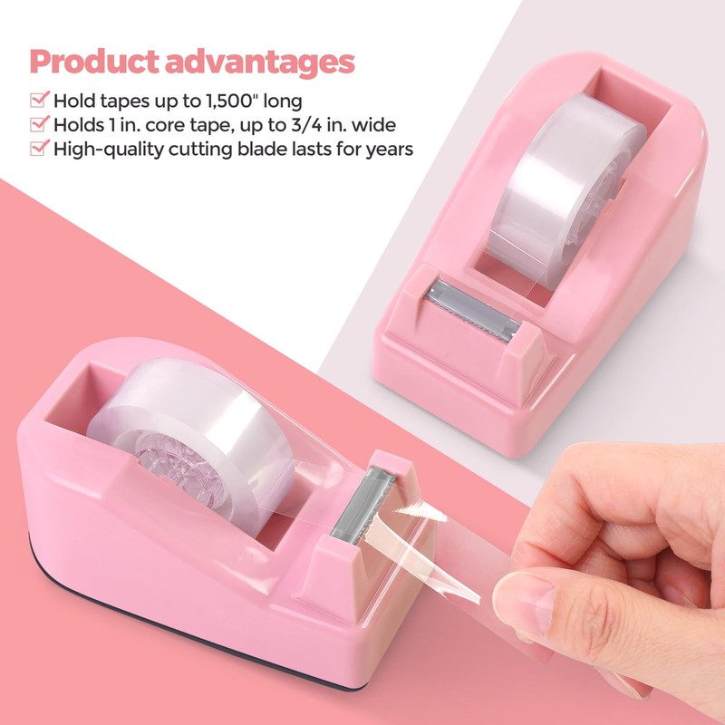 SKYDUE Pink Desk Accessories 10Pcs, Rotating Pen Holder for Desk,