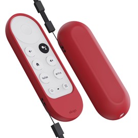 elago Case Compatible with Google TV Remote Cover Compatible with Chromecast 4K Ver. / HD Ver. [Red] - Full Protection, Premium Silicone, Strap Included, Flat Surface, Slim Design