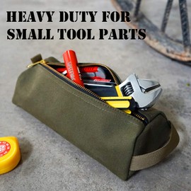 Rough Enough Canvas Small Tool Bag Pouch Multi Tool Storage Pliers Organizer Pencil Case Box for School Art Supplies with Zipper in Military Green