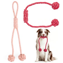 PPTAIO Durable Dog Rope Toys for Medium Dogs, Interactive Dog Toys for Tug of War and Aggressive Chewers. 2 Cotton Pack Indestructible Teeth Cleaning and Interaction Toys.