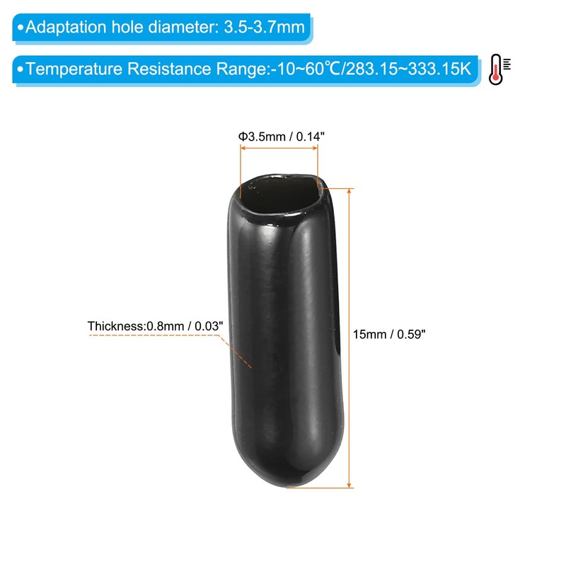 PATIKIL 3.5MM Vinyl Rubber End Caps, 150 Pack Flexible Bolt