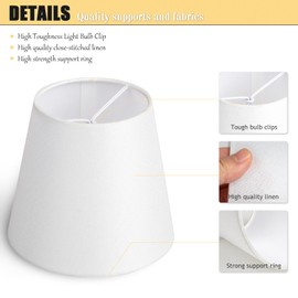 Chandelier Shades 6 Pcs, 4" X 6" X 5" Small White Lamp Shades Clip-on Bulb Only For Candelabra Bulbs, Mini Lampshades for Chandeliers, Home Decor Beige Fabric Linen Lampshade