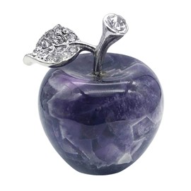 Neyisaa Amethyst Crystal Apple Decor, Healing Crystals Pocket Stone Fruit Figurine Craft Home Decoration 30mm