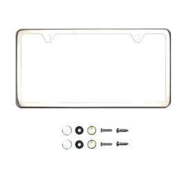 KA DEPOT Two Hole Slim Version Chrome Polish Mirror License Plate Frame T304 Stainless Steel + Metal Screw Caps