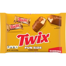 TWIX Fun Size Caramel Cookie Milk Chocolate Bars Individually Wrapped Party Candy Chocolate Candy Bars, 10.83 Oz Bag
