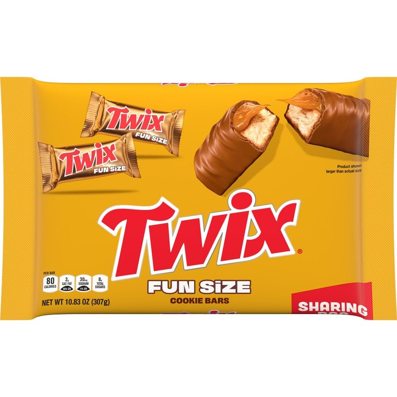 TWIX Fun Size Caramel Cookie Milk Chocolate Bars Individually Wrapped
