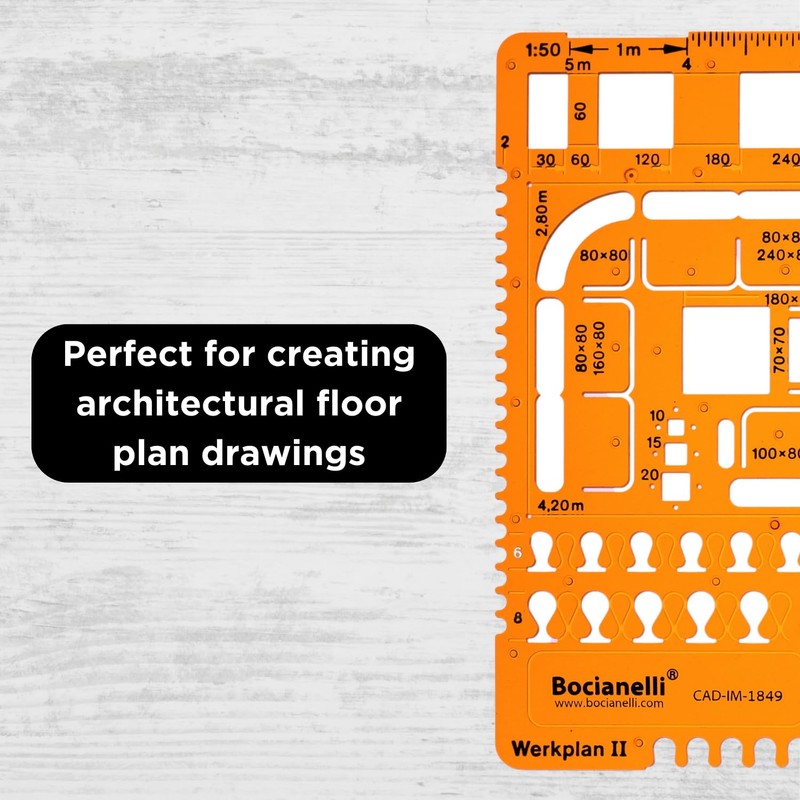Architect Stencil 1:50 - Architectural Template - Furniture Symbols for
