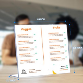 12 Pack L Shape Slanted Back 11x8.5 Plastic Sign Holders with Anti-Slip Pads, Business & Store Acrylic Tabletop Display Stand for Flyers, Menus, Documents, Price, Promotions, Wedding, Party Decoration