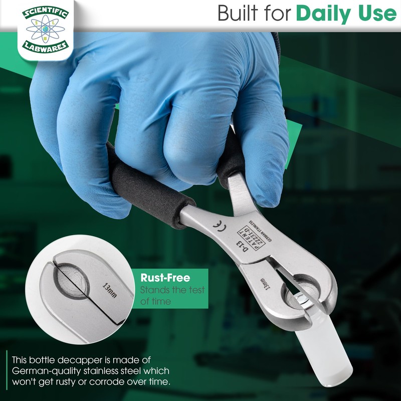 Dual Action Decapper Pliers for Decapping Crimped Vials and Bottles