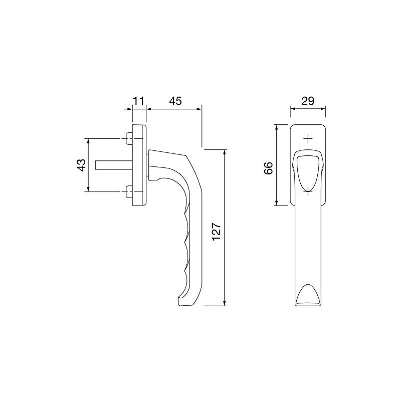 Hoppe London, rotational tilt window handle, 7/32 Al F1 –