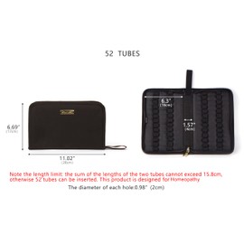 Homeopathy Storage Bag, Large Homeopathy Supplies Organizer for 52 Tubes; Homeopathic Remedies Organizer Bag | Black | Gold Zipper | L11.02*W6.69*H1.57 inch