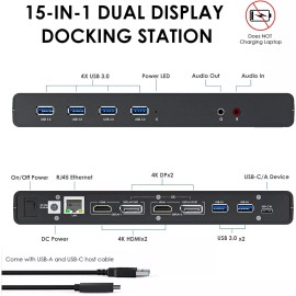 WAVLINK USB 3.0 and USB-C Dual 4K Display Laptop Docking Station,5K/Dua