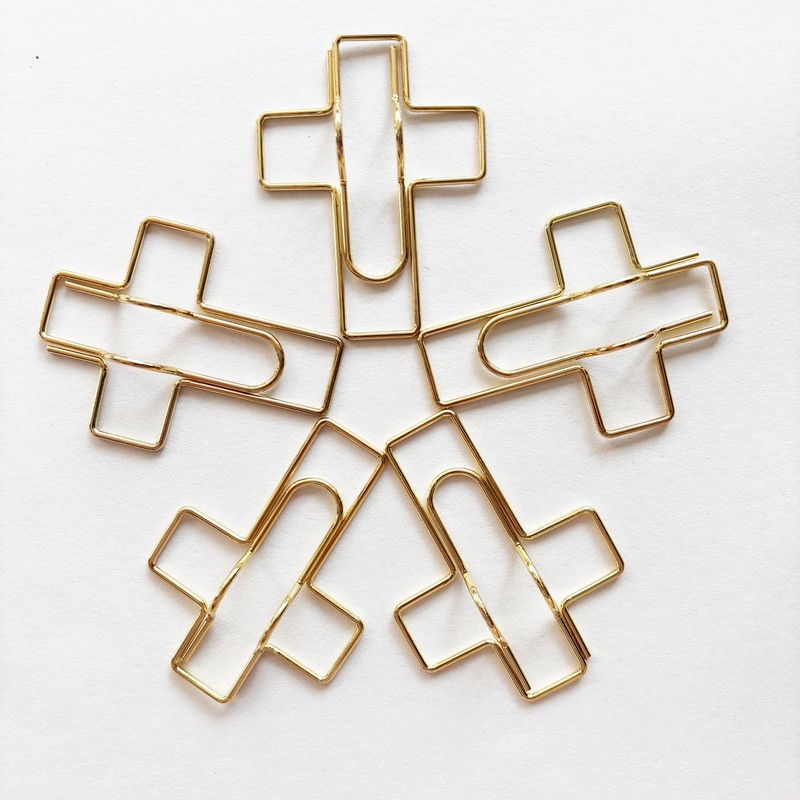 Golden Cross Shaped Pen Clips - 10 Pack, Pen Clip
