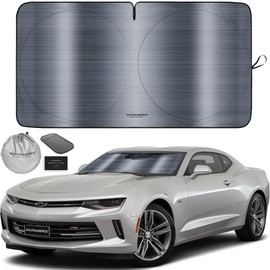 Autoamerics 1-Piece Windshield Sun Shade - Metallic Gray Foldable Car Front Window Sunshade for Most Cars SUV Truck Heat Blocker Visor Protector Blocks Max UV Rays and Keeps Your Vehicle Cool - Small