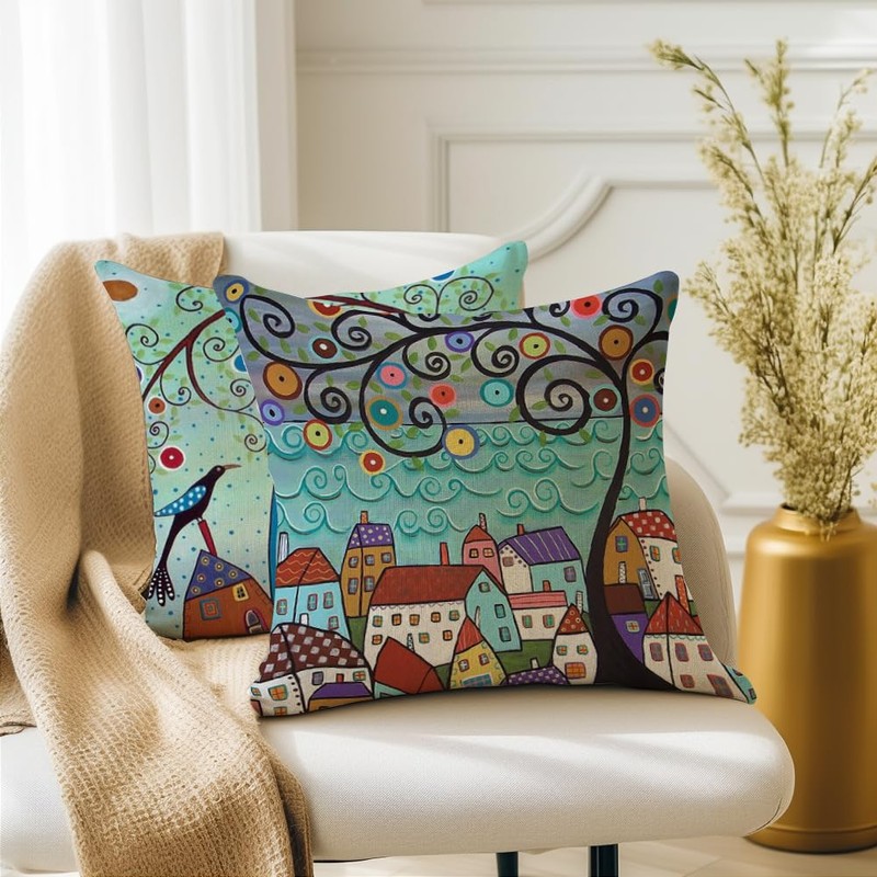 RABUSOFA Green Throw Pillow Covers 20x20 Set of 4,Spring Summer