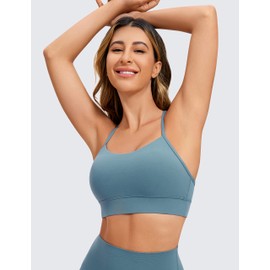 CRZ YOGA Sujetador Deportivos Mujer Acolchado de Y-Back para Yoga Correr Cenizas Azules Chico