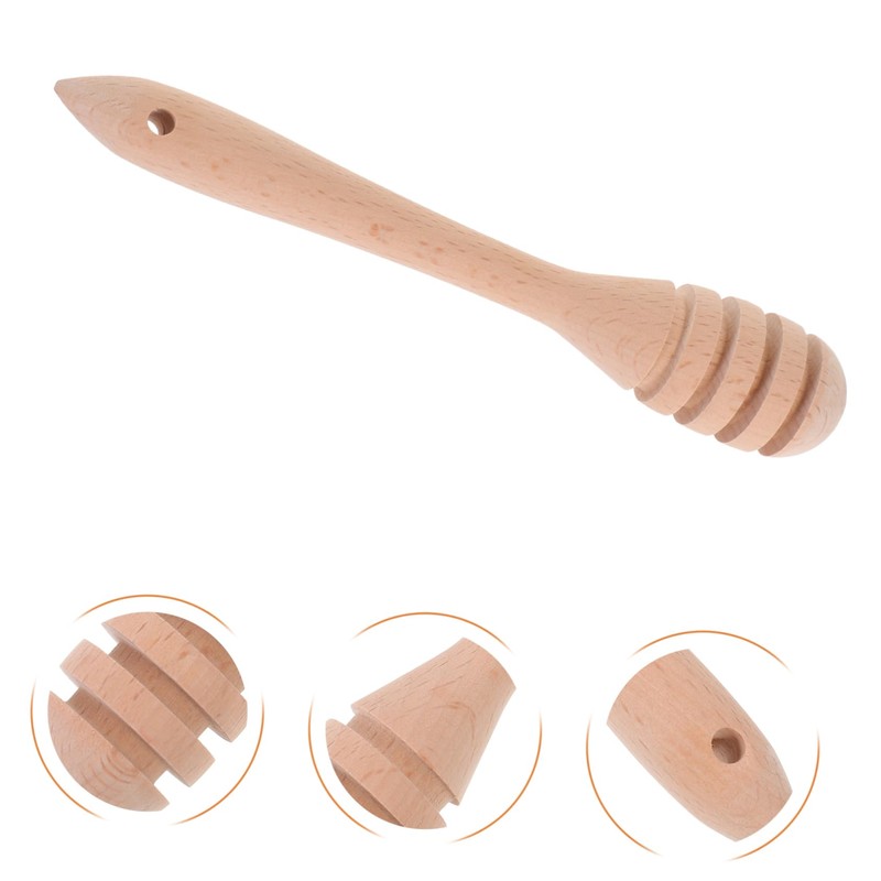 KICHOUSE Wooden Honey Dipper Stick Smooth Honey Mixing Stirrer for