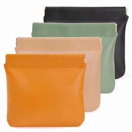 4 bolsas pequeñas de maquillaje para bolso, bolsa de maquillaje portátil de piel impermeable, bolsa organizadora de cierre a presión para monedas, tarjetas, lápiz labial, accesorios cosméticos, kit de