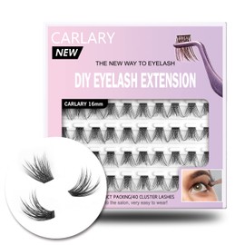 Lash Clusters, DIY Eyelash Extension, Reusable Individual Lash Clusters, 3D Effect Wispy C Curl False Eyelashes for Home Eyelash Extensions (Fluffy-16mm)