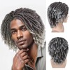 GNIMEGIL Gray Ombre Dreadlocks Wigs for Men Braided Wig Medium