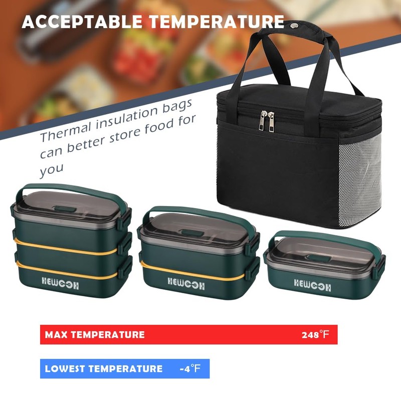 HEWOOH Large Bento Box Adult Lunch Box (74 Oz Large