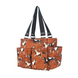 NGIL Small Utility Tote Small Carry on Travel Tote Bags for Women, Women Mini Work Tote Caddy Bag (Stallion Style- Black)