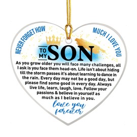 Son Christmas Ornament Gift, Christmas Ornament for Son from Mom Dad Birthday Graduation Inspirational Keepsake Gift, Best Son Ever Gifts, Learning to Dance in The Rain