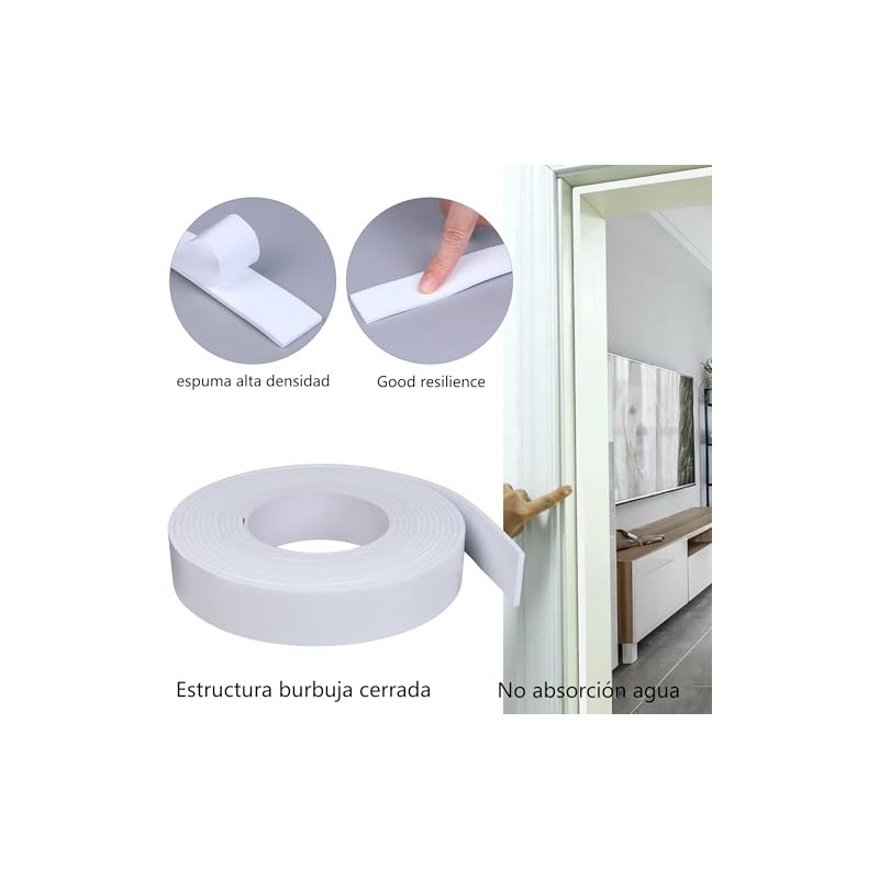 2 Rollos Cinta Adhesiva de Doble Cara de Espuma,20mmx5m(Total 10m),Polietileno