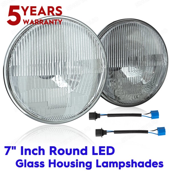 SHENKENUO LED Headlight Housing Set 7 INCH Round Sealed Beam