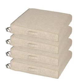 Aoodor Patio Chair Cushions Set of 4, 23 x 26 x 4 Inch Water Resistant Outdoor Seat Cushions with Handle and Ties, Square Corner Cushions for Patio Furniture Garden Lawn, Brown