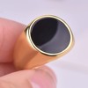 LIOYSIUT Black Onyx Ring for Men 18K Yellow Gold Over