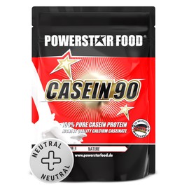 Powerstar CASEIN 90 Casein-Protein-Pulver 1000 g | Calciumcaseinat aus Weidemilch | Bis zu 88,3% Protein | Ideal als Diät- und Nachtprotein | Eiweiß-Pulver für Muskelaufbau & -erhalt | Nature