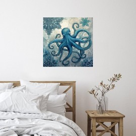 Ocean Beach Nautical Theme Underwater Octopus Party Wall Art Wall Art Stickers Coral and Sea Fish Removable Wall Decal for Teen Room Nursery Party Cups Vinyl 18in