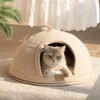 Cat Cave Bed with Washable Cushion and Ball, Handwoven Cotton