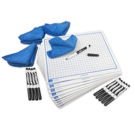 EAI Education Centimeter Grid Dry-Erase Lapboard Kit: 9"x12", Double-Sided w/CleanWipes, Set of 10