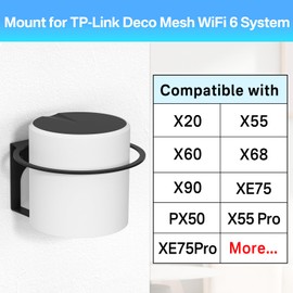 Black Metal Router Wall Mount Shelf for TP-Link Deco X20, X55, X55 Pro, X60, X68, XE75, XE75Pro, X90, PX50 Mesh WiFi 6 - Space Saving Router Mount Bracket Holder Stand for TP-Link Easy to Install