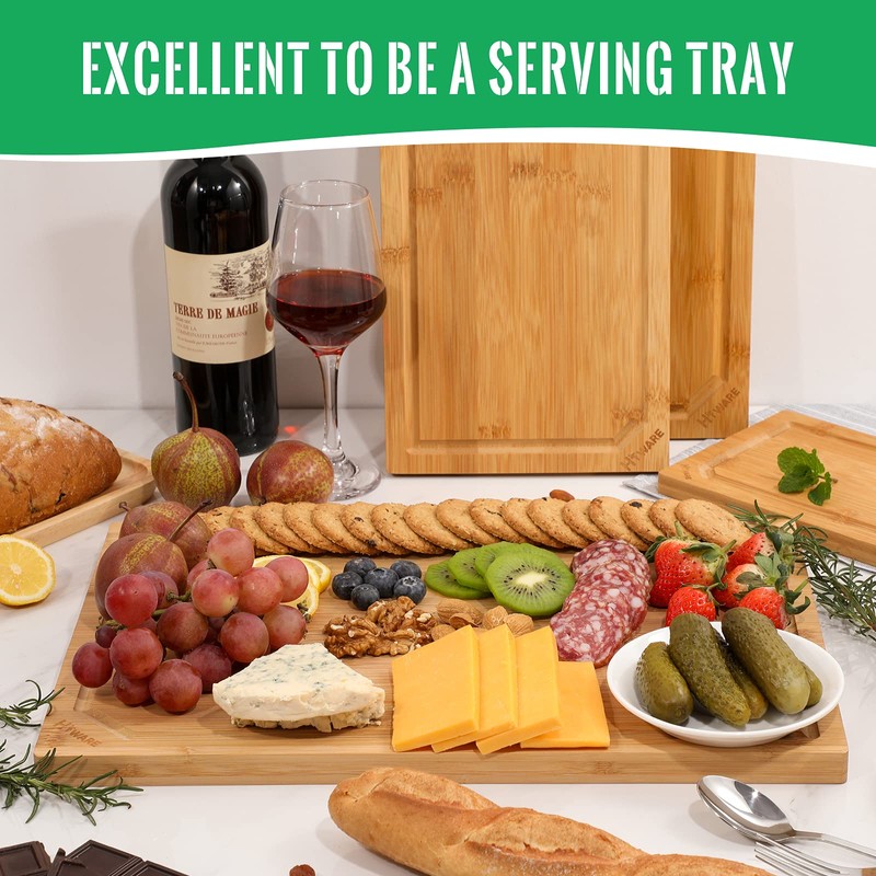 Hiware Extra Large Bamboo Cutting Board for Kitchen, Heavy Duty