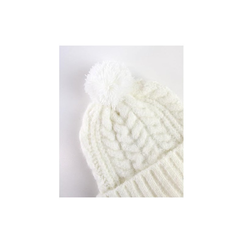RuffleButts Ivory Cozy Sweater Knit Pom Beanie - 2T-8
