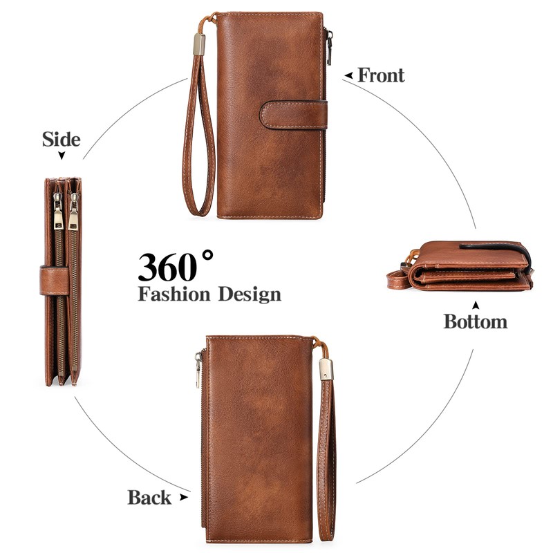 GOIACII Wallet for Women RFID Blocking Large Capacity Long Ladies