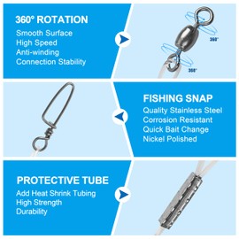 OROOTL Fluorocarbon Fishing Leaders, 12/48pcs Fluorocarbon Leader Line with Swivels Snap Kit Invisible Fluorocarbon Fishing Line Leaders for Saltwater Freshwater, 20lb
